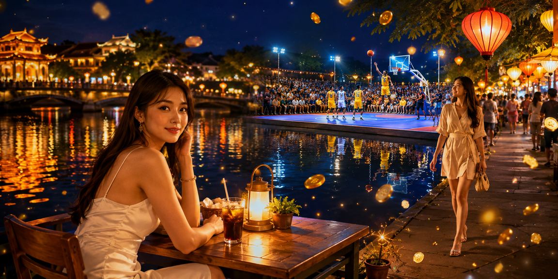 Người dùng Huế uống cà phê và theo dõi kèo bóng rổ trực tuyến trên điện thoại