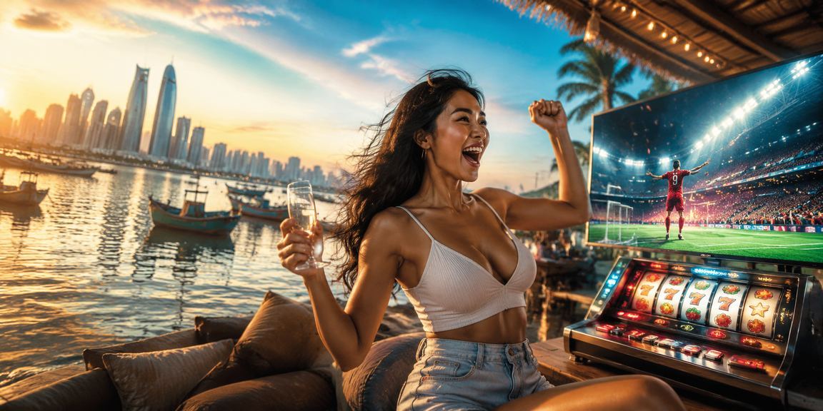 Người dùng Mũi Né thư giãn trên bãi biển và xem phân tích kèo qua điện thoại